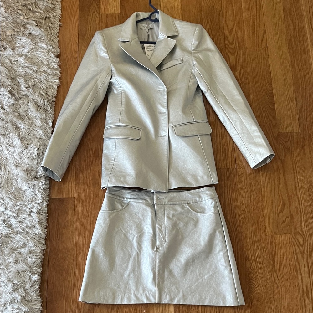 Silver Blazer and Skirt Set